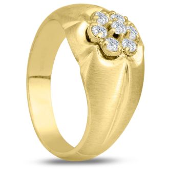 Men's 1/2ct Diamond Ring In 10K Yellow Gold