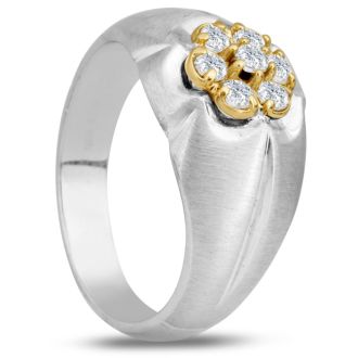 Men's 1/2ct Diamond Ring In 14K Two-Tone Gold