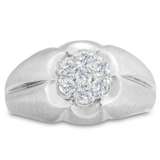 Men's 1/2ct Diamond Ring In 14K White Gold