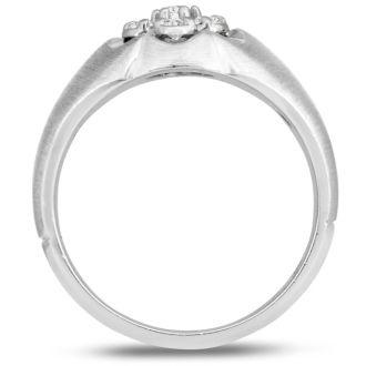 Men's 1/2ct Diamond Ring In 14K White Gold