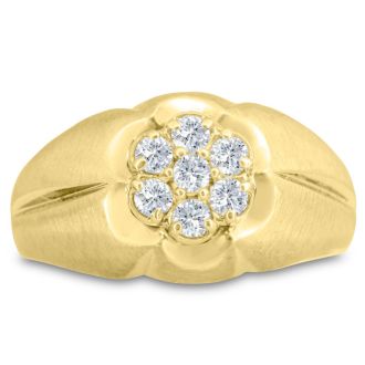 Men's 1/2ct Diamond Ring In 14K Yellow Gold