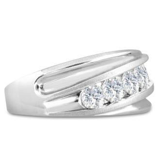 Men's 1ct Diamond Ring In 10K White Gold