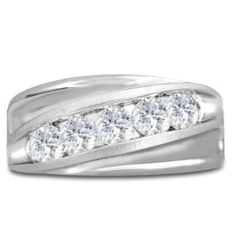 Men's 1ct Diamond Ring In 14K White Gold