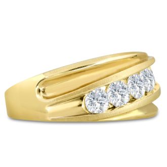 Men's 1ct Diamond Ring In 14K Yellow Gold