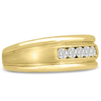 Men's 1/2ct Diamond Ring In 10K Yellow Gold, I-J-K, I1-I2