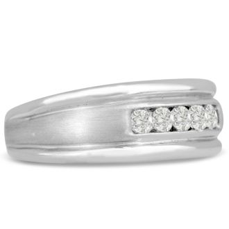 Men's 1/2ct Diamond Ring In 14K White Gold