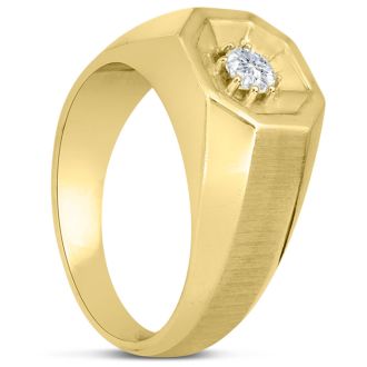 Men's 1/4ct Diamond Ring In 10K Yellow Gold
