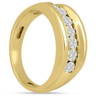 Men's 1ct Diamond Ring In 14K Yellow Gold, I-J-K, I1-I2