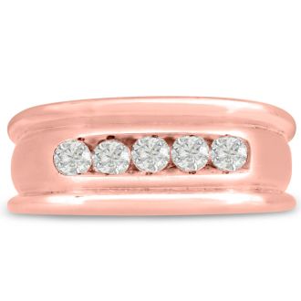 Men's 1/2ct Diamond Ring In 10K Rose Gold, I-J-K, I1-I2