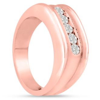 Men's 1/2ct Diamond Ring In 10K Rose Gold, I-J-K, I1-I2