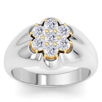 Men's 1ct Diamond Ring In 14K Two-Tone Gold