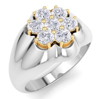 Men's 1ct Diamond Ring In 14K Two-Tone Gold
