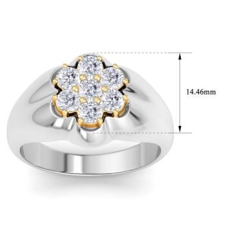 Men's 1ct Diamond Ring In 14K Two-Tone Gold