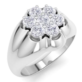 Men's 1ct Diamond Ring In 14K White Gold