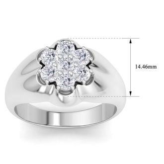 Men's 1ct Diamond Ring In 14K White Gold