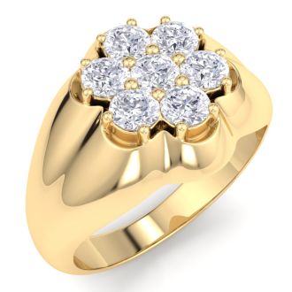 Men's 1ct Diamond Ring In 14K Yellow Gold