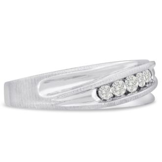 Men's 1/4ct Diamond Ring In 10K White Gold