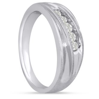 Men's 1/4ct Diamond Ring In 10K White Gold
