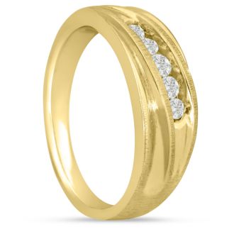 Men's 1/4ct Diamond Ring In 10K Yellow Gold, G-H, I2-I3
