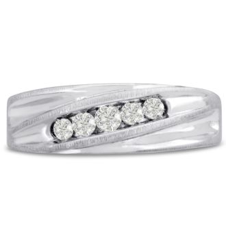 Men's 1/4ct Diamond Ring In 14K White Gold