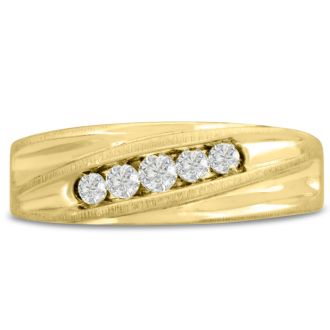 Men's 1/4ct Diamond Ring In 14K Yellow Gold