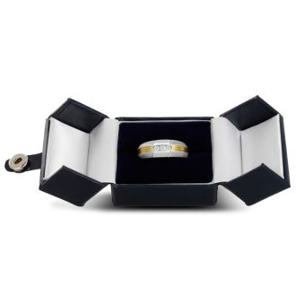 Men's 1/10ct Diamond Ring In 10K Two-Tone Gold, I-J-K, I1-I2