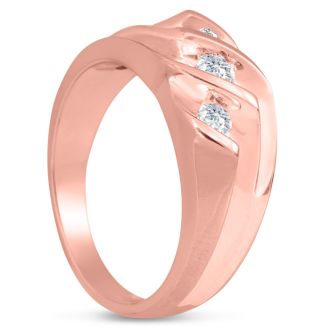 Men's 1/2ct Diamond Ring In 14K Rose Gold, G-H, I2-I3
