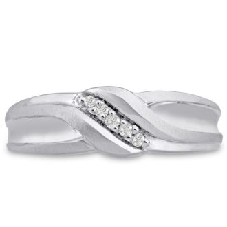 Men's 1/10ct Diamond Ring In 10K White Gold, I-J-K, I1-I2