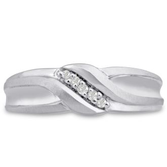 Men's 1/10ct Diamond Ring In 10K White Gold