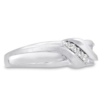 Men's 1/10ct Diamond Ring In 10K White Gold