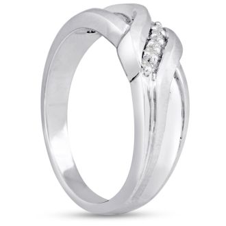Men's 1/10ct Diamond Ring In 10K White Gold