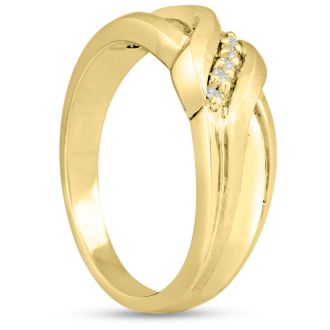 Men's 1/10ct Diamond Ring In 10K Yellow Gold