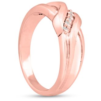 Men's 1/10ct Diamond Ring In 14K Rose Gold, I-J-K, I1-I2
