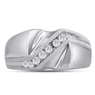 Men's 1/4ct Diamond Ring In 14K White Gold