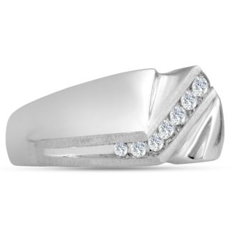 Men's 1/4ct Diamond Ring In 14K White Gold