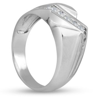 Men's 1/4ct Diamond Ring In 14K White Gold