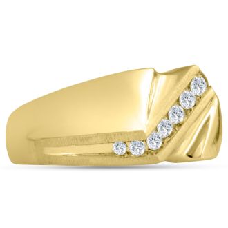 Men's 1/4ct Diamond Ring In 14K Yellow Gold