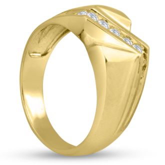 Men's 1/4ct Diamond Ring In 14K Yellow Gold