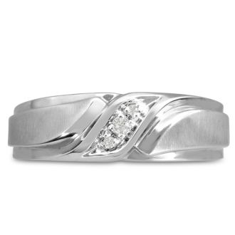 Men's .05ct Diamond Ring In 10K White Gold, I-J-K, I1-I2