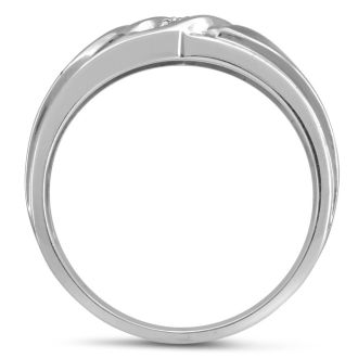 Men's .05ct Diamond Ring In 10K White Gold, I-J-K, I1-I2