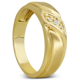 Men's 1/10ct Diamond Ring In 10K Yellow Gold