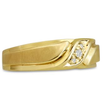 Men's 1/10ct Diamond Ring In 10K Yellow Gold
