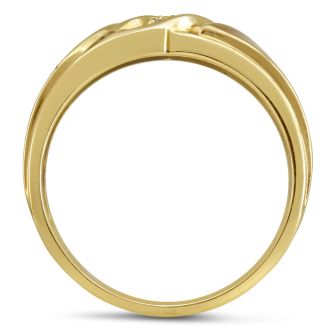Men's 1/10ct Diamond Ring In 10K Yellow Gold