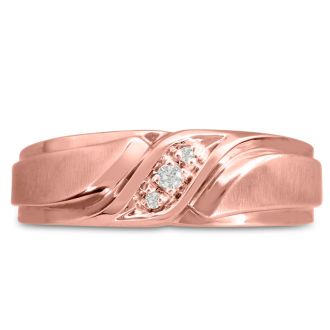 Men's 1/10ct Diamond Ring In 14K Rose Gold, G-H, I2-I3