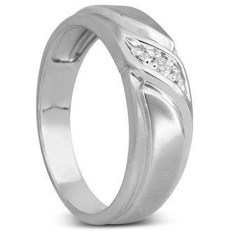 Men's 1/10ct Diamond Ring In 14K White Gold