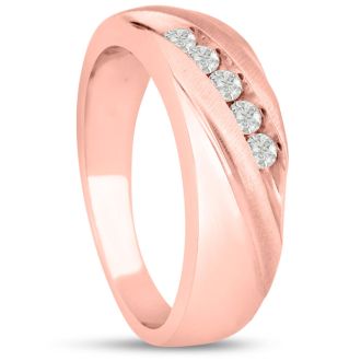 Men's 1/4ct Diamond Ring In 10K Rose Gold, G-H, I2-I3