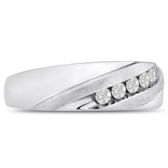 Men's 1/4ct Diamond Ring In 10K White Gold