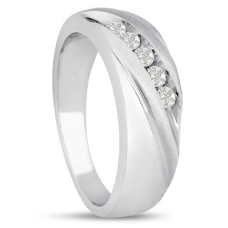 Men's 1/4ct Diamond Ring In 10K White Gold