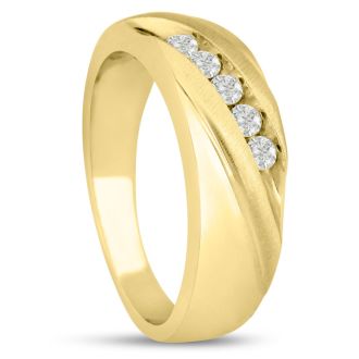 Men's 1/4ct Diamond Ring In 10K Yellow Gold