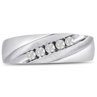 Men's 1/4ct Diamond Ring In 14K White Gold